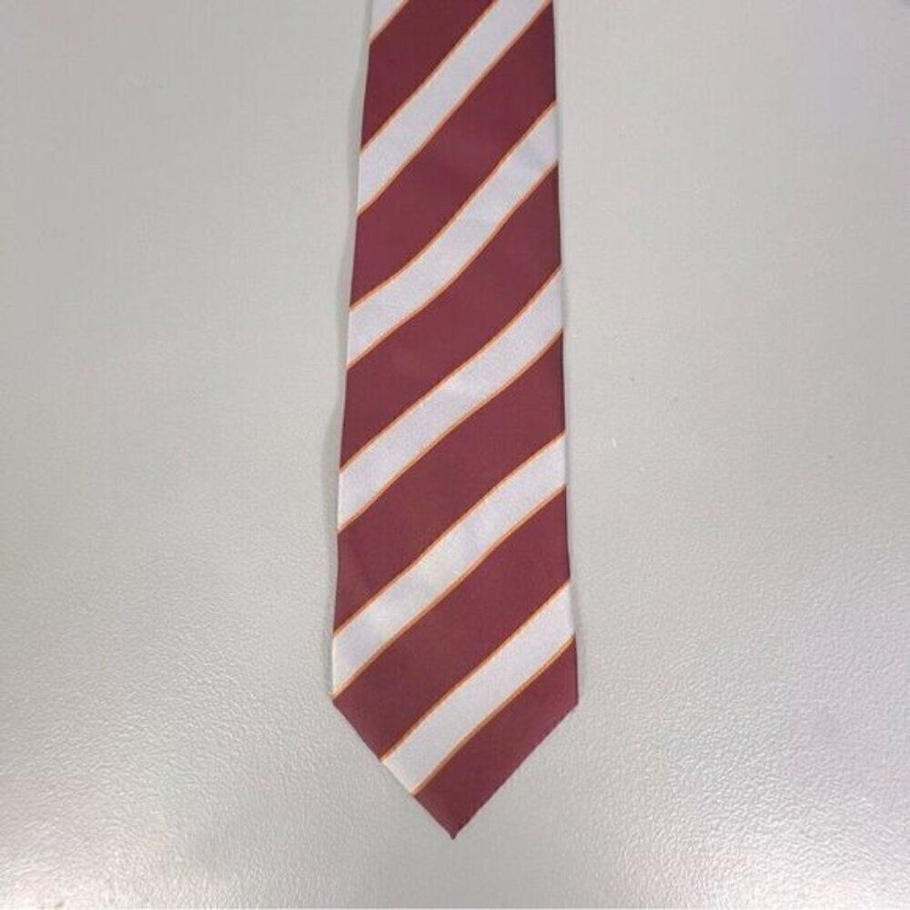 BOSS HUGO BOSS MENS TIE SILK RED GRAY STRIPES
